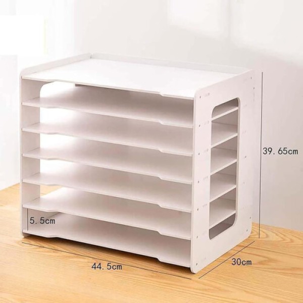 Large A3 Paper Cutter with White Desk Organizer, Letter Tray, Magazine Rack, and Document Shelves for Office and School